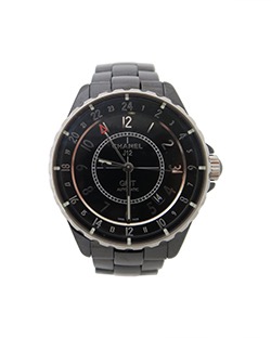 Chanel J12 GMT Watch, Matte Black Ceramic & Steel, Link, Box, WC, 3*